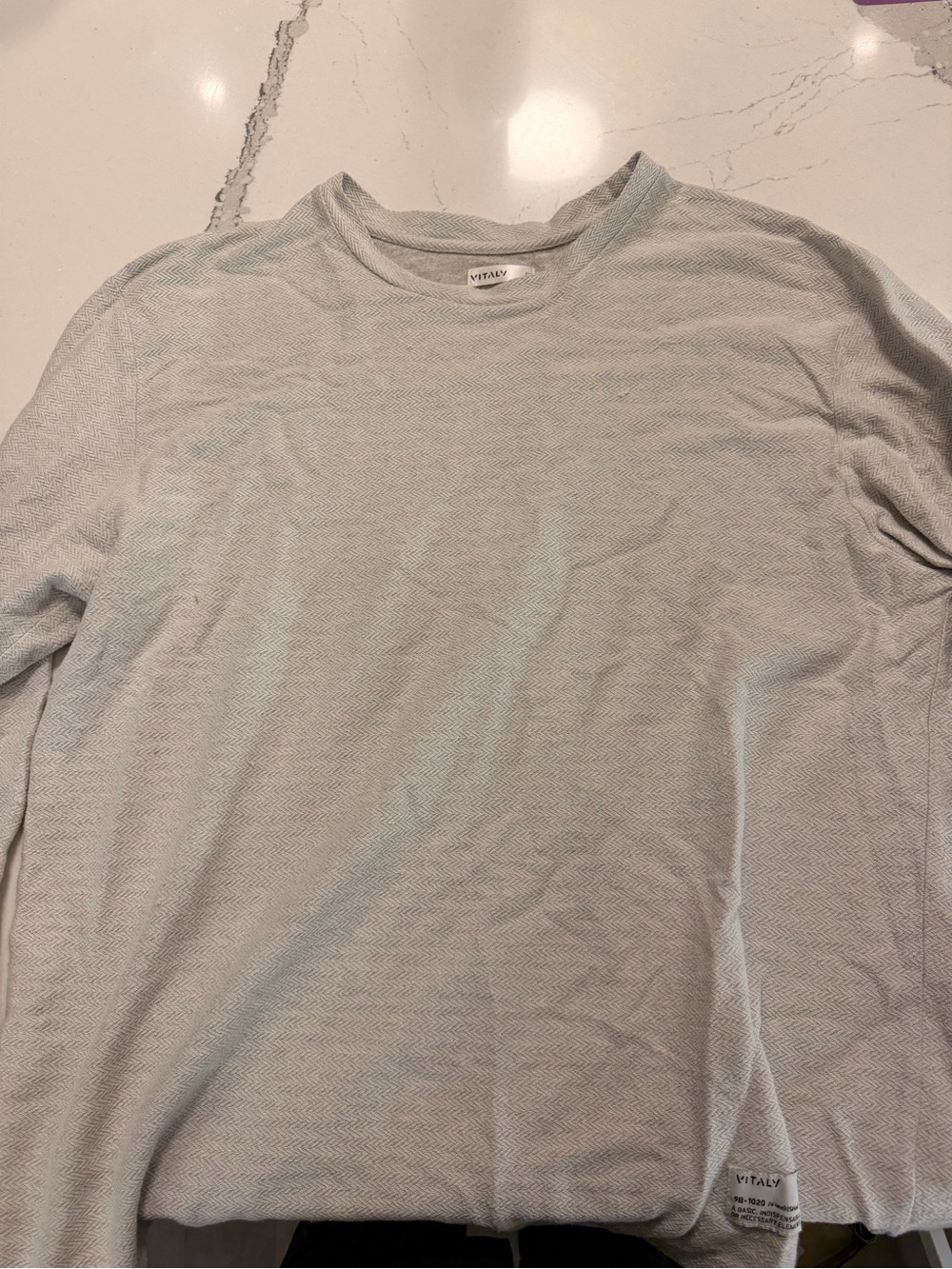 Vitally Men's Light Gray Long-Sleeve Crewneck Shirt